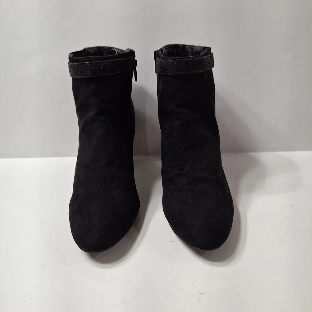 Karen Scott Black Classic Academia Faux Suede Kitten Heel Ankle Boots Size 8.5